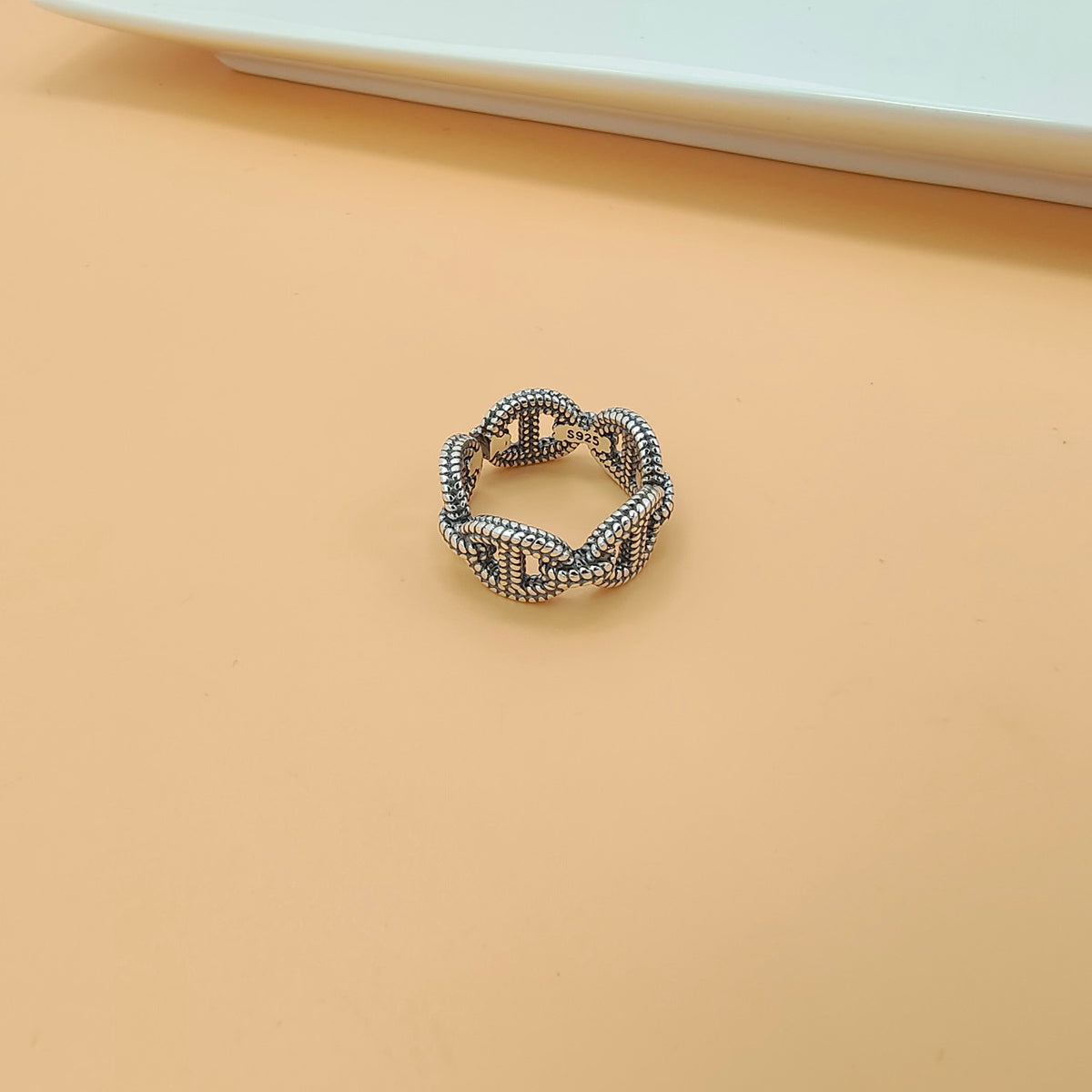 Men's Vintage Pig Nose Chain 925 Sterling Silver Adjustable Ring