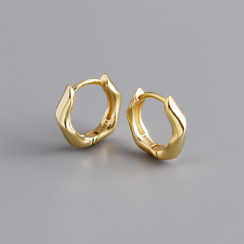 Twisted Geometric Hoop Earrings in 925 Sterling Silver Earrings