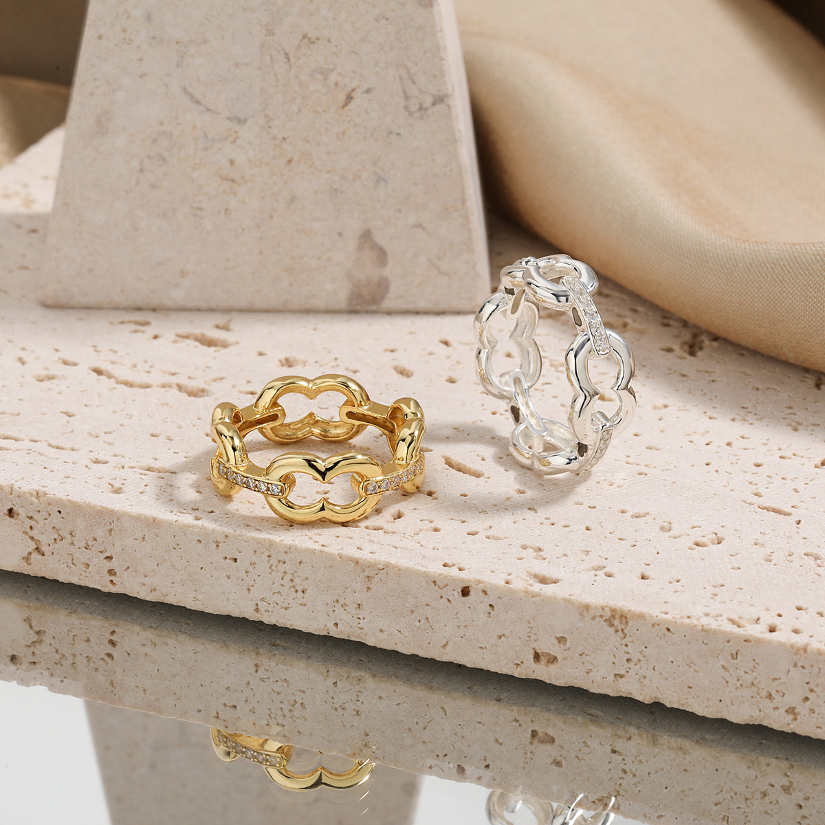 Office Hollow CZ 8 Shape 999 Sterling Silver Ring Electroforming
