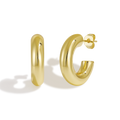 Classic Wide C-shaped Open Hoop Earrings with Polished Finish
