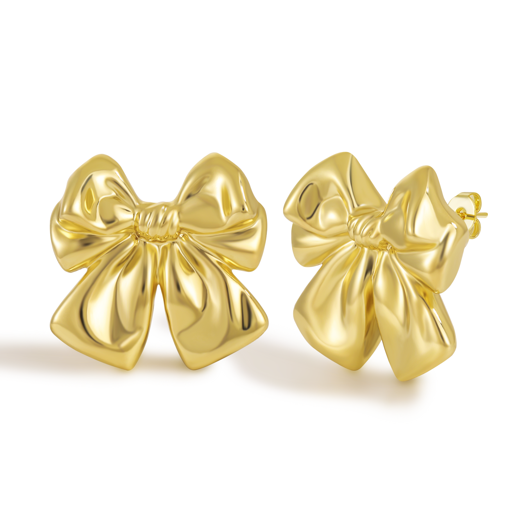 Romantic Heart-shaped Stud Earrings with Smooth Contoured Edges