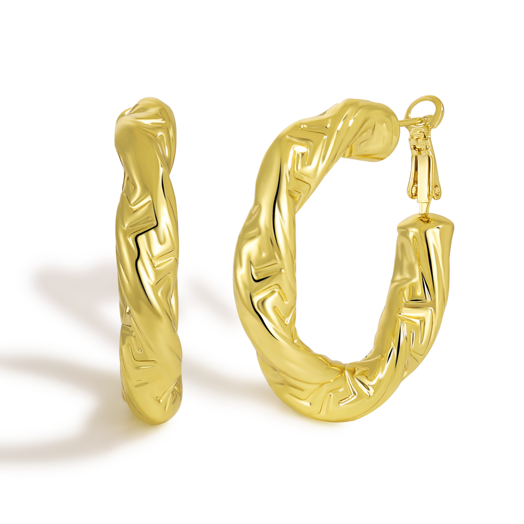 Artistic Textured Teardrop Shaped Hoop Earrings with Dimensional Surface