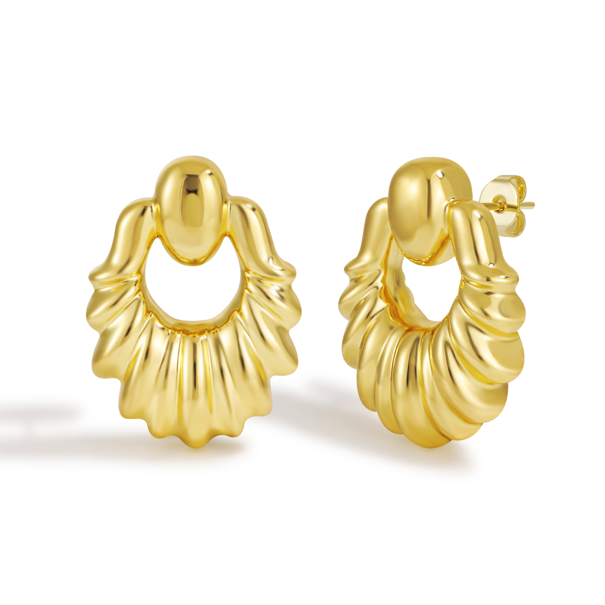 Sculptural Twisted Teardrop Shaped Stud Earrings with Three-dimensional Form