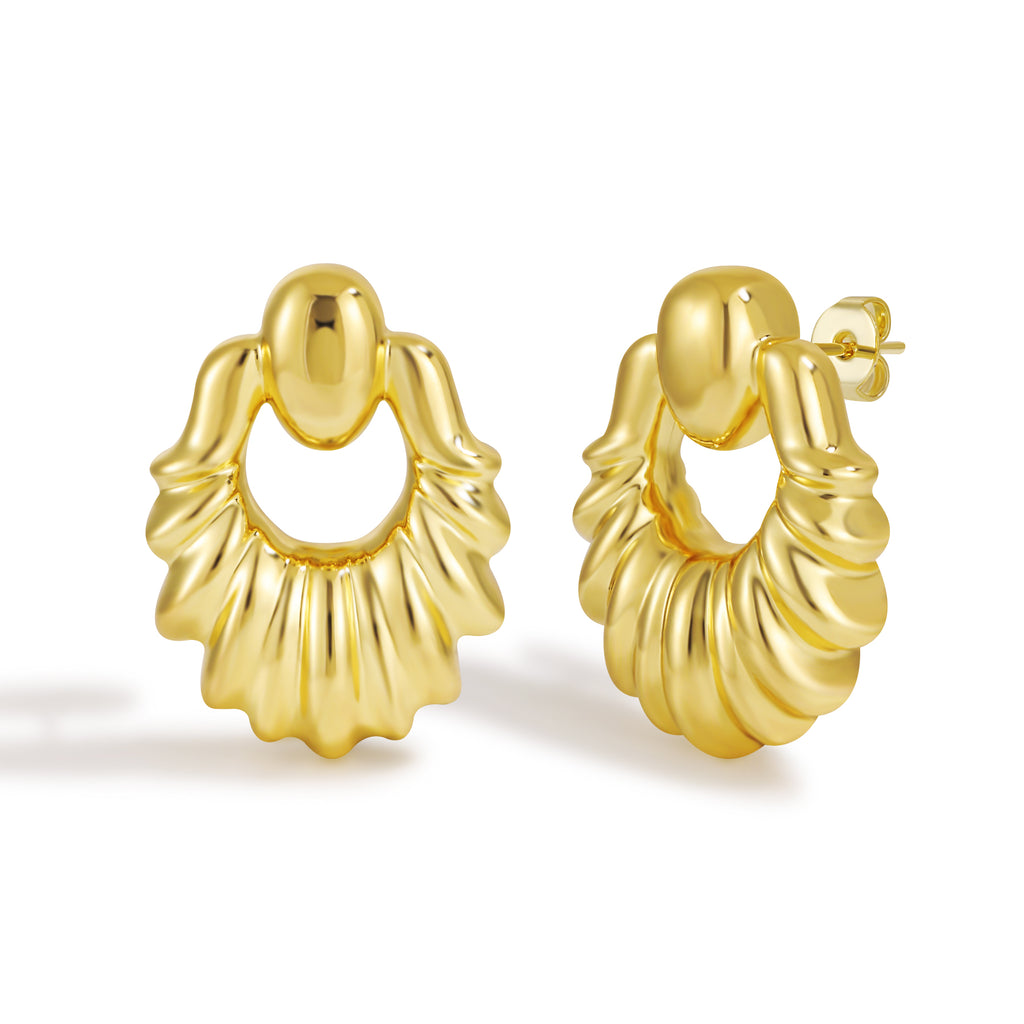 Sculptural Twisted Teardrop Shaped Stud Earrings with Three-dimensional Form