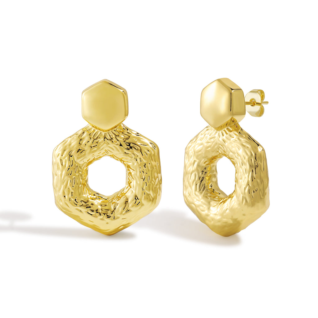 Artistic Textured Heart Shaped Pendant Drop Earrings with Dimensional Surface