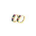 Geometry Rectangle CZ Circle 925 Sterling Silver Hoop Earrings