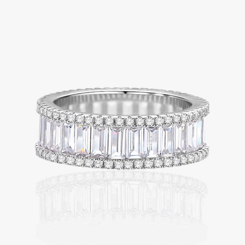 Simple Geometry Baguette CZ Lines 925 Sterling Silver Ring