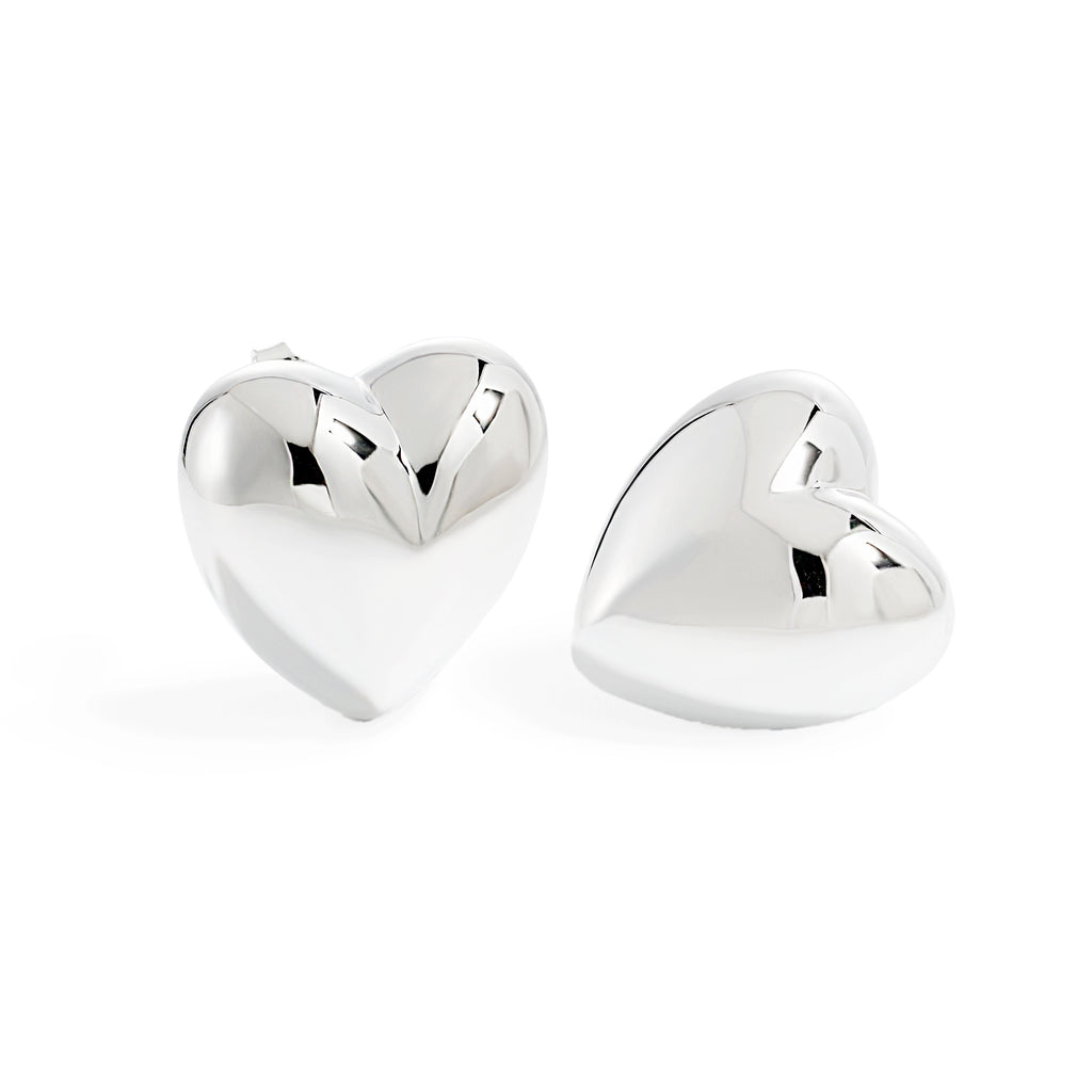 Women Romantic Jewelry Gift 999 Sterling Silver Electroforming Big Heart Star Design Honeymoon Statement Stud Earrings