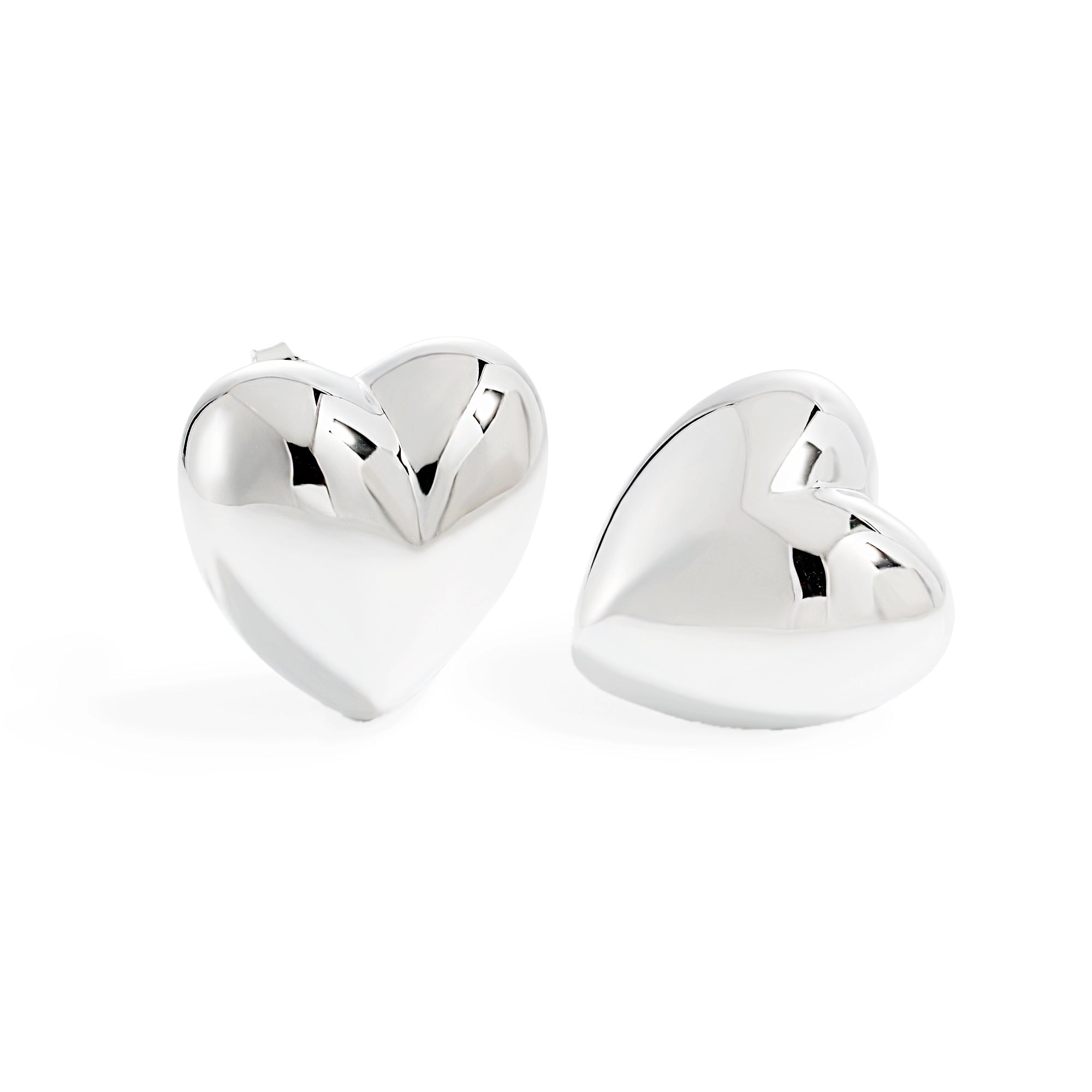 Women Romantic Jewelry Gift 999 Sterling Silver Electroforming Big Heart Star Design Honeymoon Statement Stud Earrings