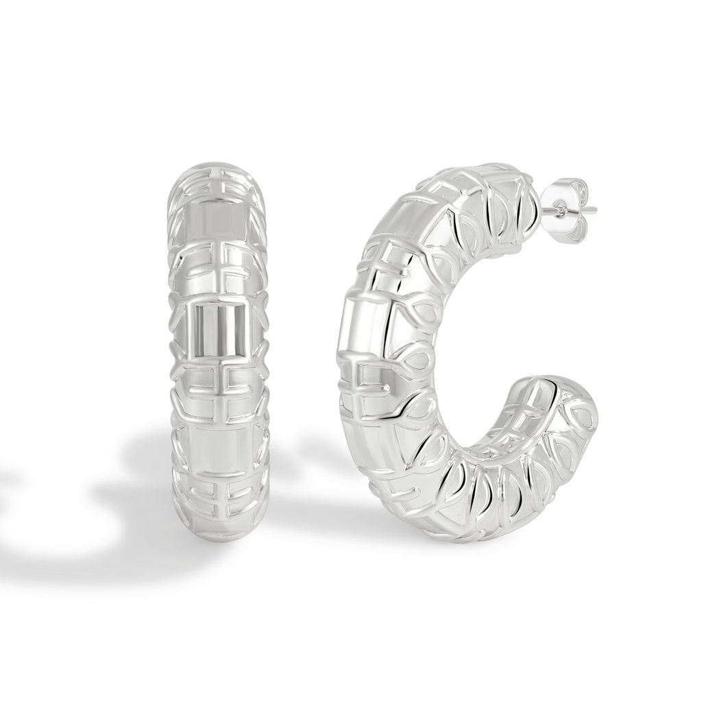 Artisanal Hammered Flat Surface Hoop Earrings with Handcrafted Texture