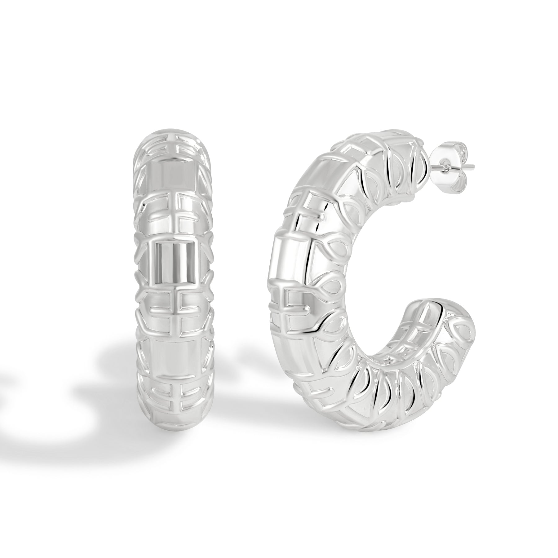 Artisanal Hammered Flat Surface Hoop Earrings with Handcrafted Texture