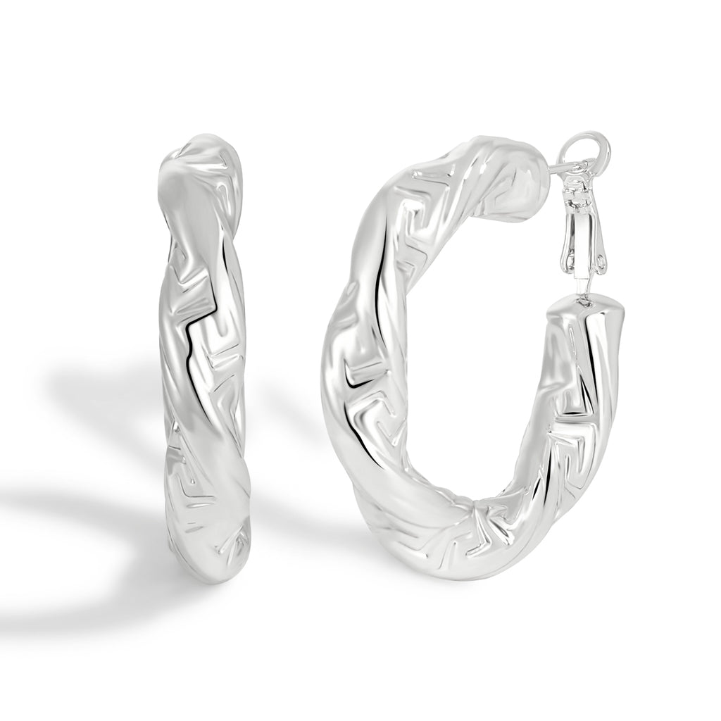 Artistic Textured Teardrop Shaped Hoop Earrings with Dimensional Surface